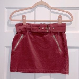 Pink velvet skirt